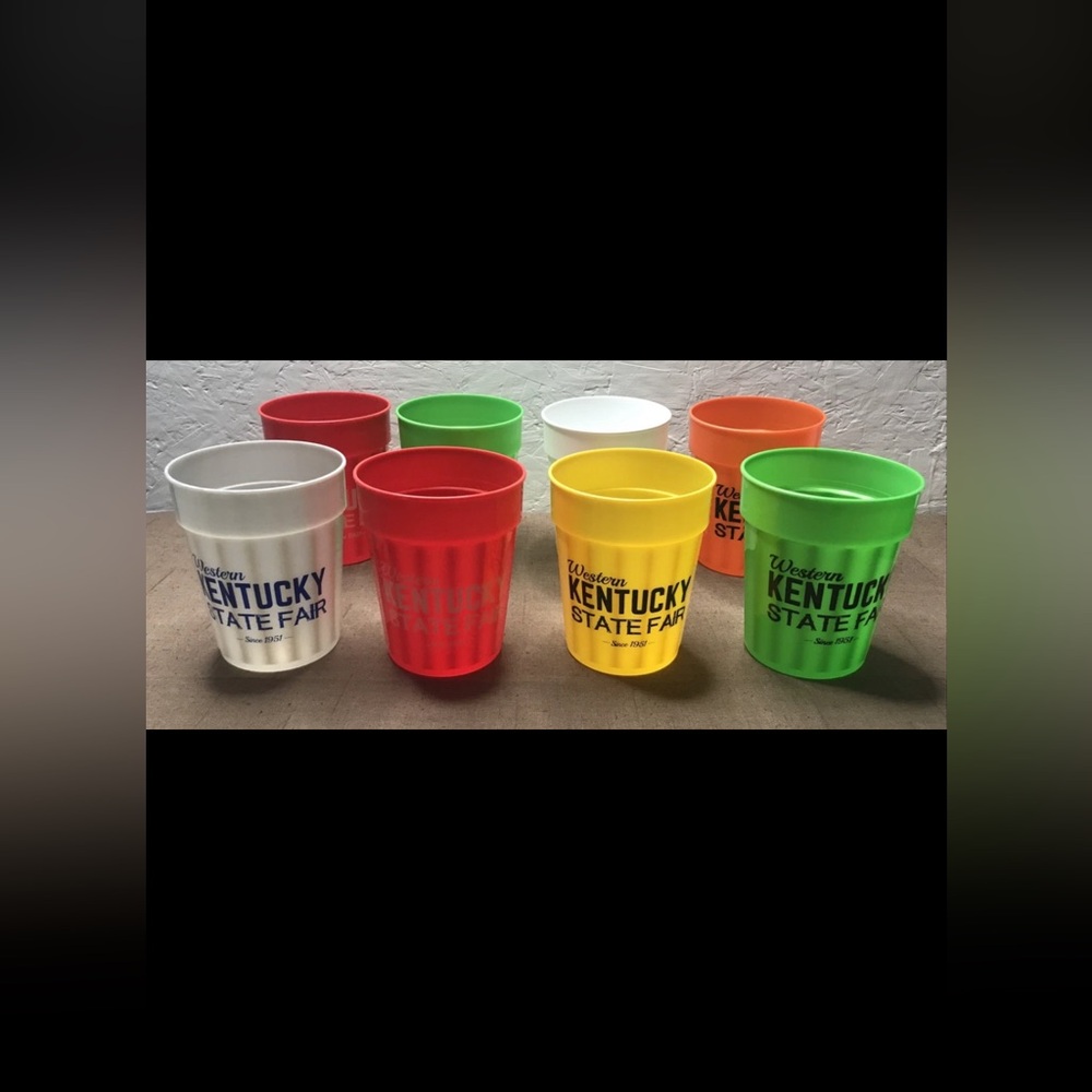 Lot of 8 Western Kentucky State Fair Plastic Cups (5" Tall, 4" Diameter)
